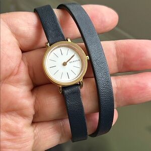 🖤Skagen Gold and Black Leather Wrap Watch